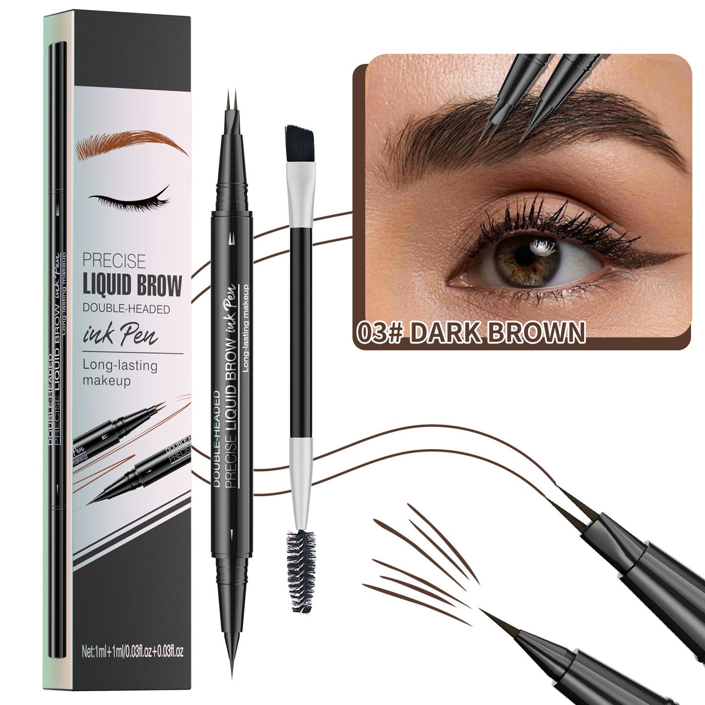 🔥Discount (Today Only)🔥 Achieve Perfect Brows Instantly✨2-in-1 Dual-Ended Eyebrow Pen
