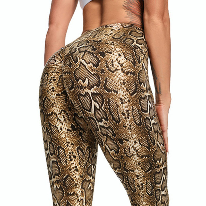 PU Faux Leather Snake Print Leggings
