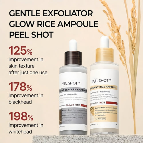 Peel Shot Glow Rice Ampoule Duo - Serums for Brightening, Exfoliating, and Moisturizing🌾