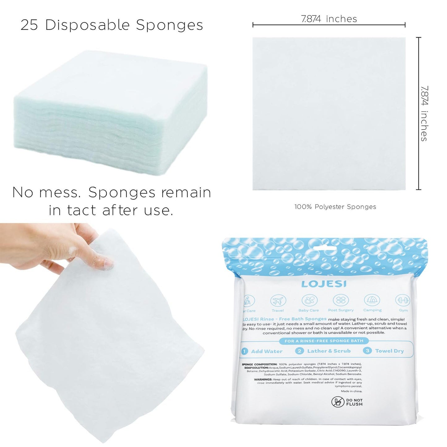 ✨Disposable Rinse Free Bathing Wipes - 25 PCS/Pack