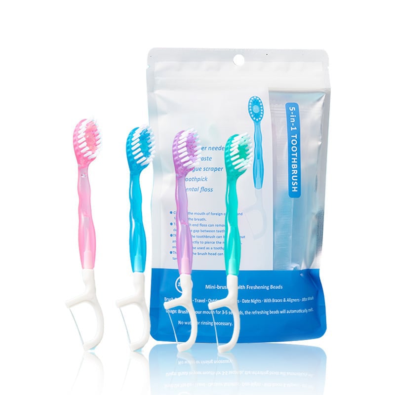 🥳Crazy Deals – Up to 49% Off!🎁5 in 1 Mini Toothbrush & Floss & Tongue Scraper & Toothpick Set