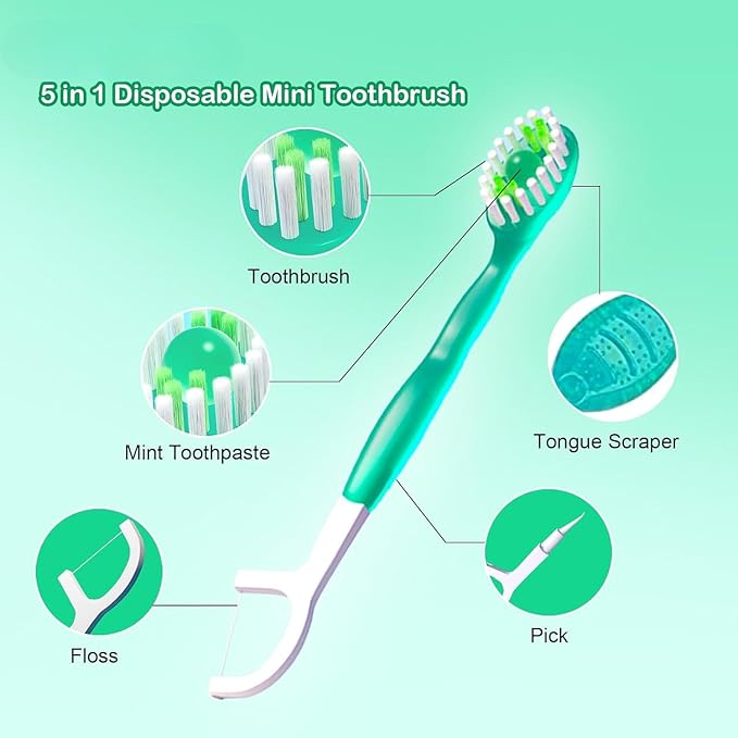 🥳Crazy Deals – Up to 49% Off!🎁5 in 1 Mini Toothbrush & Floss & Tongue Scraper & Toothpick Set
