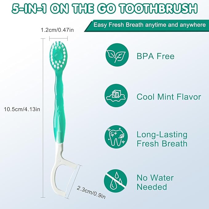 🥳Crazy Deals – Up to 49% Off!🎁5 in 1 Mini Toothbrush & Floss & Tongue Scraper & Toothpick Set