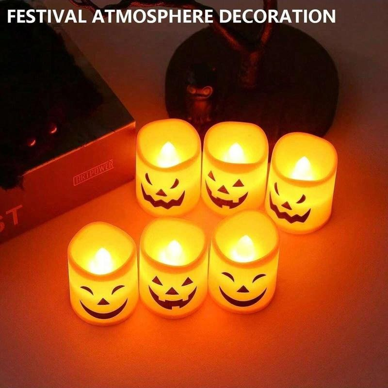 🎃🔥مجموعة صرخة الهالوين: مصباح شبح + شمعدان رعب