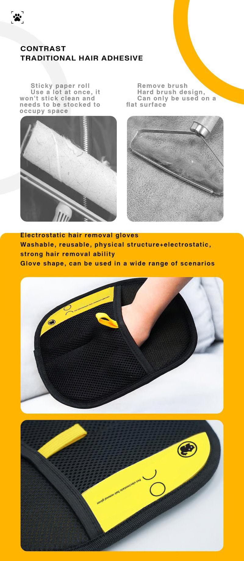 48% Off🔥Pet Hair Remover Static Electricity Gloves-Larger, Thicker, and Harder