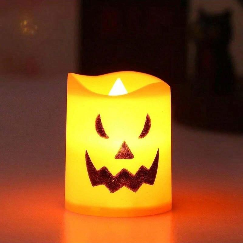 🎃🔥مجموعة صرخة الهالوين: مصباح شبح + شمعدان رعب
