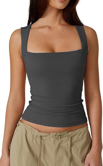 🏆Flash Sale⚡ 50K+ SOLD!💥Women's Square Neck Sleeveless Double-Layer Tank Tops