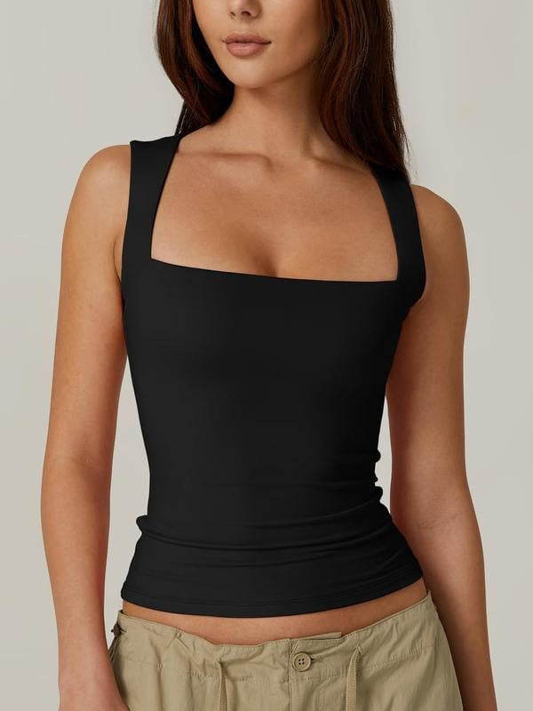🏆Flash Sale⚡ 50K+ SOLD!💥Women's Square Neck Sleeveless Double-Layer Tank Tops