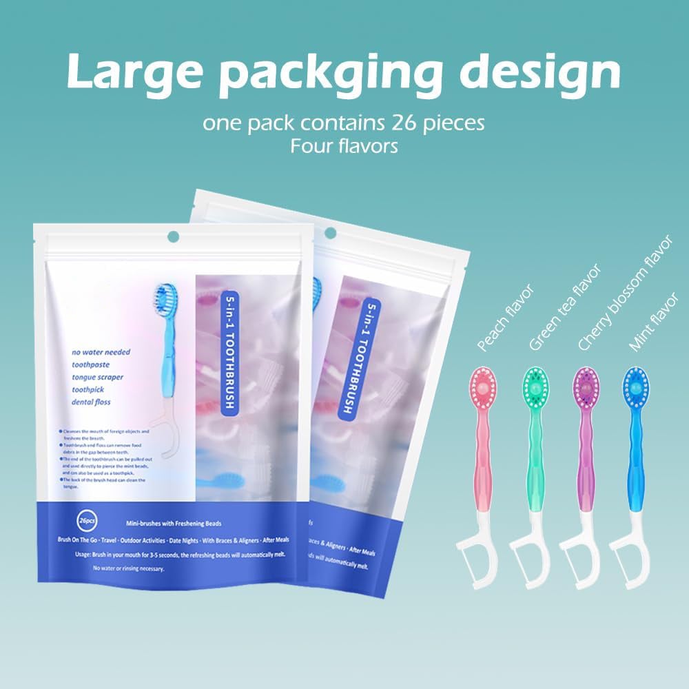 🥳Crazy Deals – Up to 49% Off!🎁5 in 1 Mini Toothbrush & Floss & Tongue Scraper & Toothpick Set