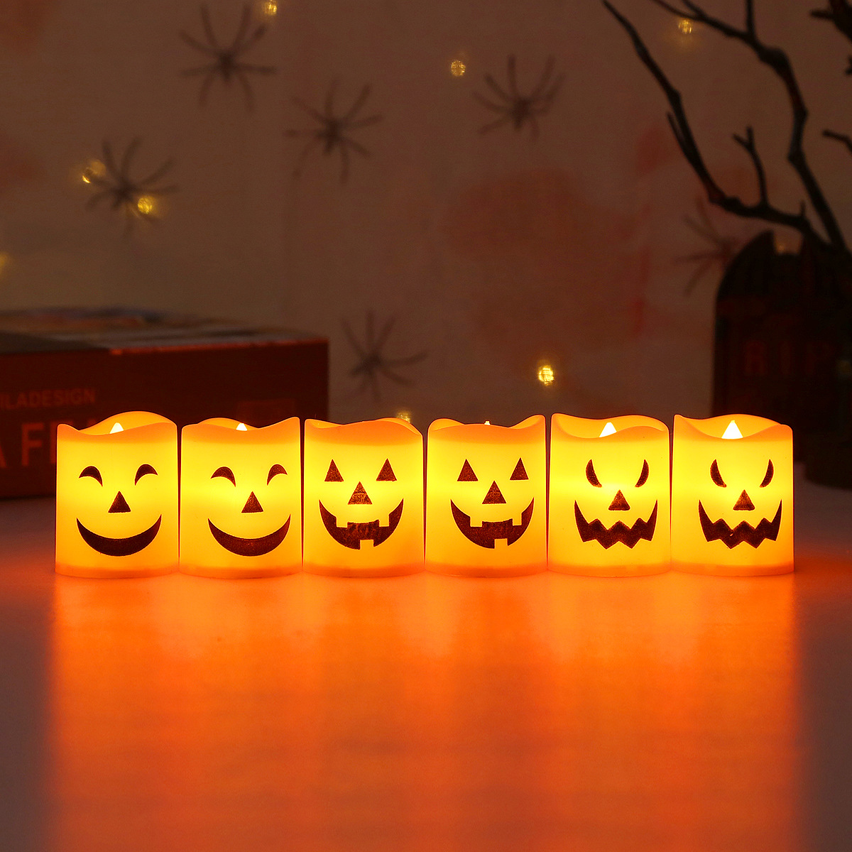 🎃🔥مجموعة صرخة الهالوين: مصباح شبح + شمعدان رعب
