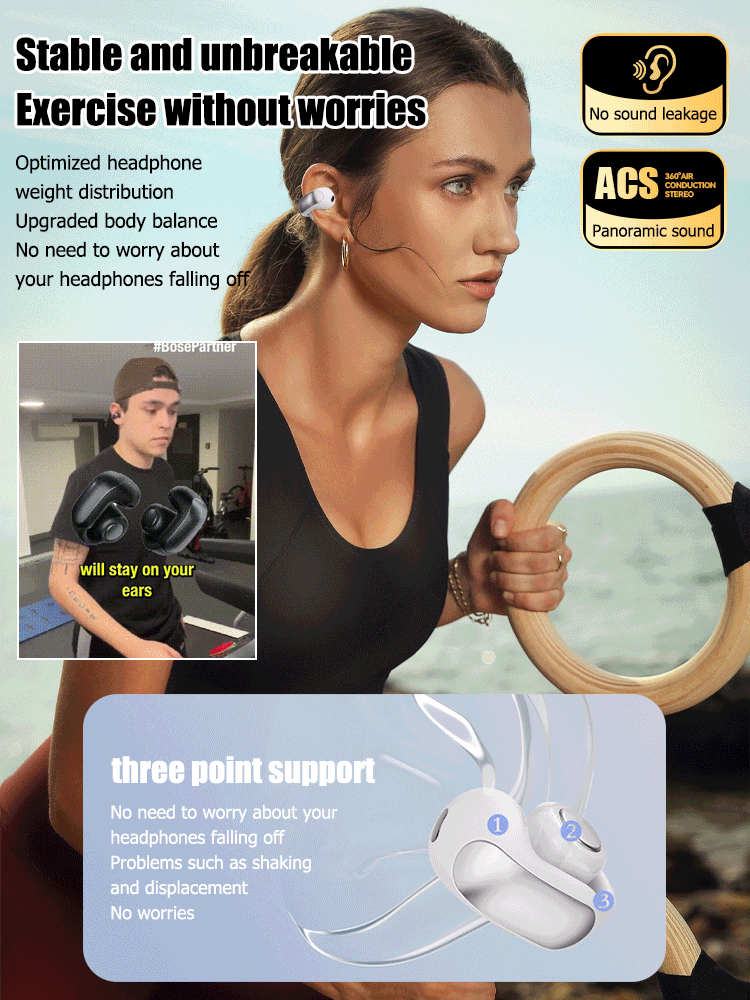 【Free trial】Popular sports open Bluetooth headset, comfortable to wear, long battery life