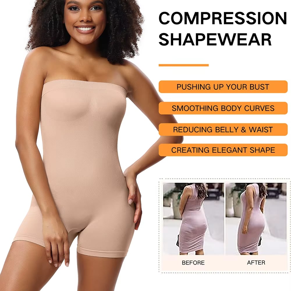 Strapless Seamless Tummy Control One-piece Body Shapewear
