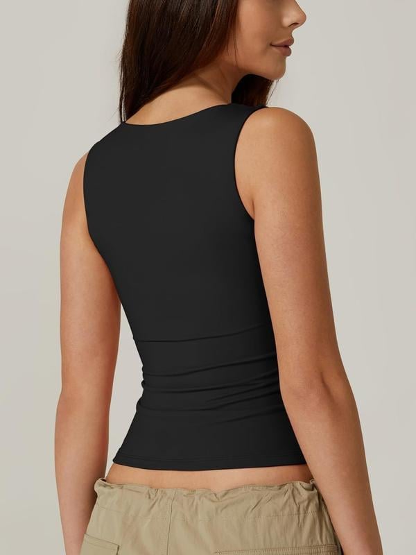 🏆Flash Sale⚡ 50K+ SOLD!💥Women's Square Neck Sleeveless Double-Layer Tank Tops