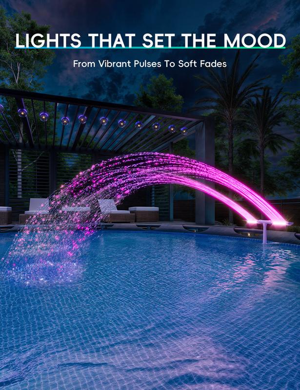 💧Solar Pool Fountain with Lights Dual Arc - Above/Inground Pool Fountain Lights with Remote Control
