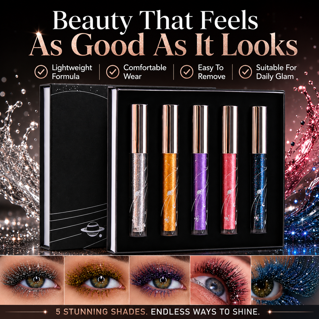 🔥Last Day 50% OFF🌈Sparkling 5-Color Glitter Mascara Gift Set🌈✨Mascara✨