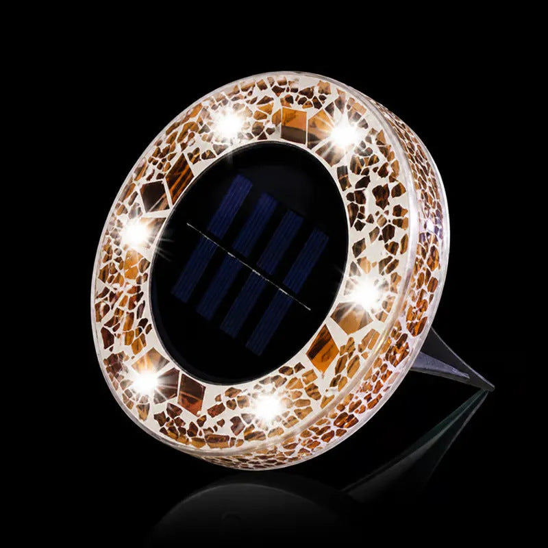 ✨Solar Outdoor Mosaic Disk Lights, Waterproof Decorative Pathway LED Light