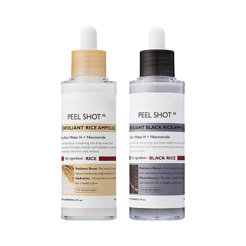 Peel Shot Glow Rice Ampoule Duo - Serums for Brightening, Exfoliating, and Moisturizing🌾