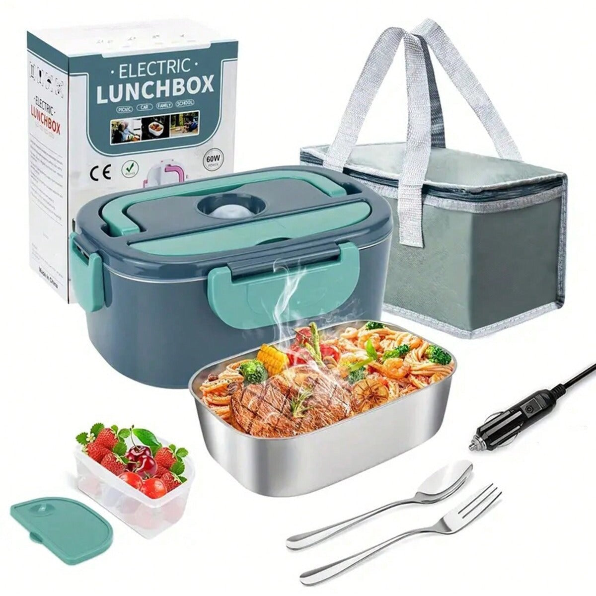 Flash Sale5K+ SOLD!Electric Lunch Box(lunch box + fork and spoon + lunch bag)