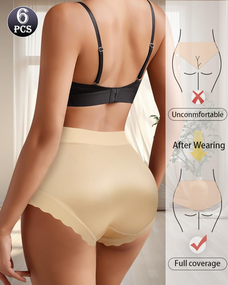 🔥Buy 2 Get 1 Free🎁Silky High-Waist Seamless Briefs With Scalloped Edges (6 pack)