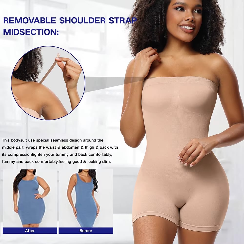 Strapless Seamless Tummy Control One-piece Body Shapewear