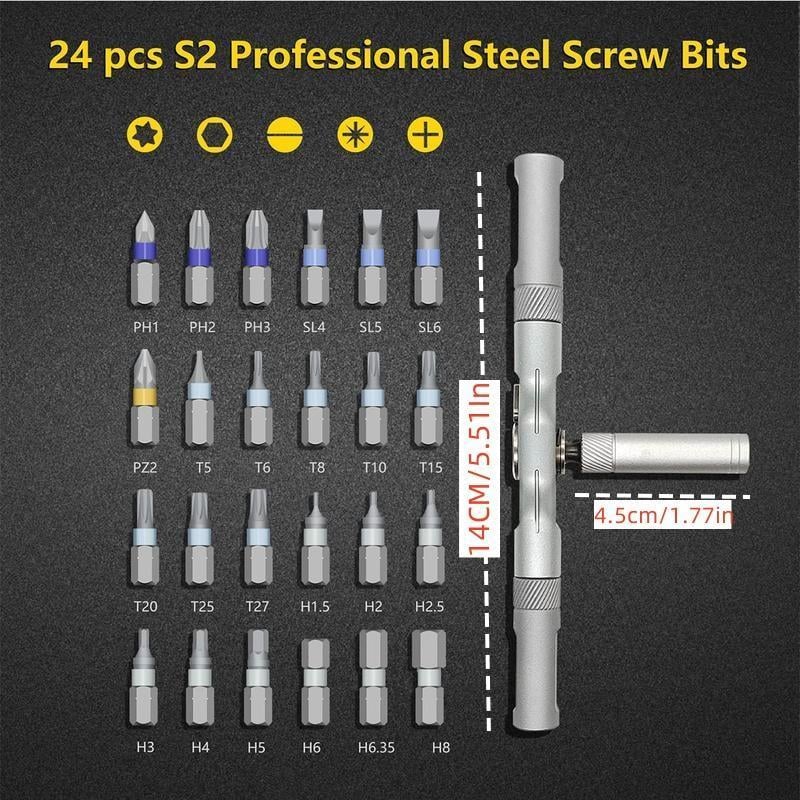 ✨24 in 1 Magnetic Compact and Portable Ratchet Screwdriver Set
