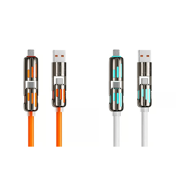 🎉اليوم الأخير - اشترِ واحدًا واحصل على الثاني مجانًا🔥 كابل شحن USB 4 في 1 (شحن سريع بحد أقصى 240 واط)