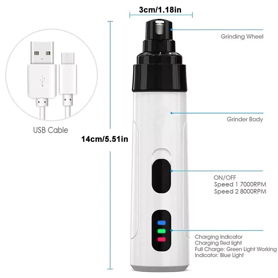 🔥Discount (Today Only)🔥Rechargeable USB Charging Electric Pet Nail Grinder