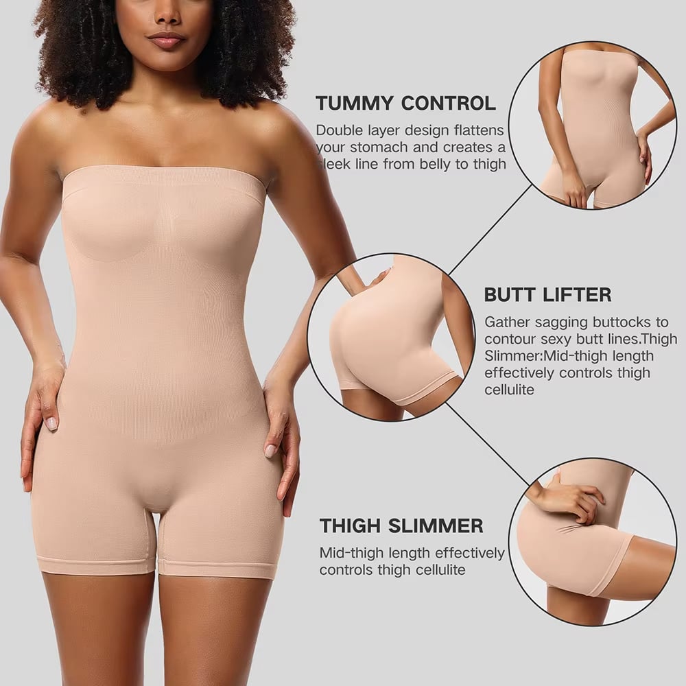 Strapless Seamless Tummy Control One-piece Body Shapewear