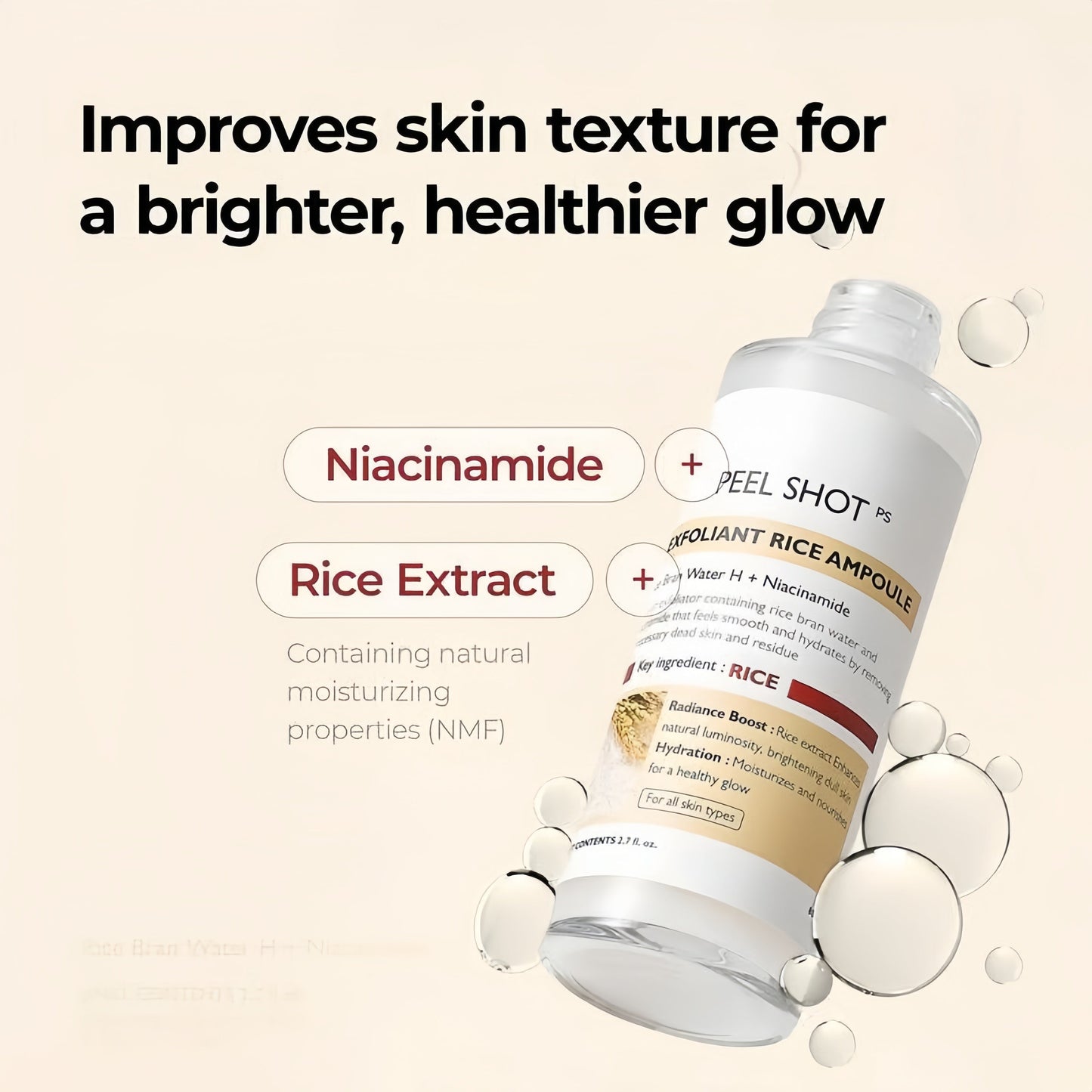 Peel Shot Glow Rice Ampoule Duo - Serums for Brightening, Exfoliating, and Moisturizing🌾