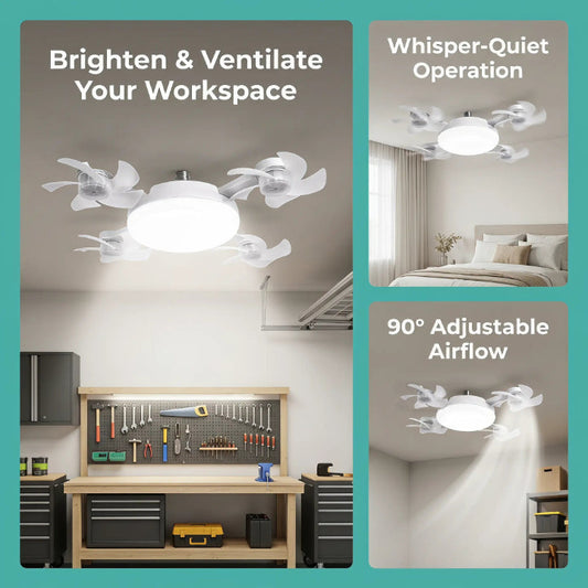 ⏰Limited Time Summer Sale 🔥-2026 Upgraded E27 Screw-In Ceiling Fan with LED Light | No Wiring Required