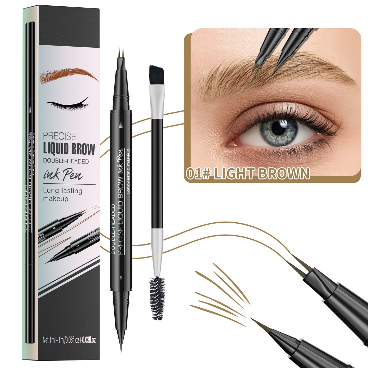 🔥Discount (Today Only)🔥 Achieve Perfect Brows Instantly✨2-in-1 Dual-Ended Eyebrow Pen