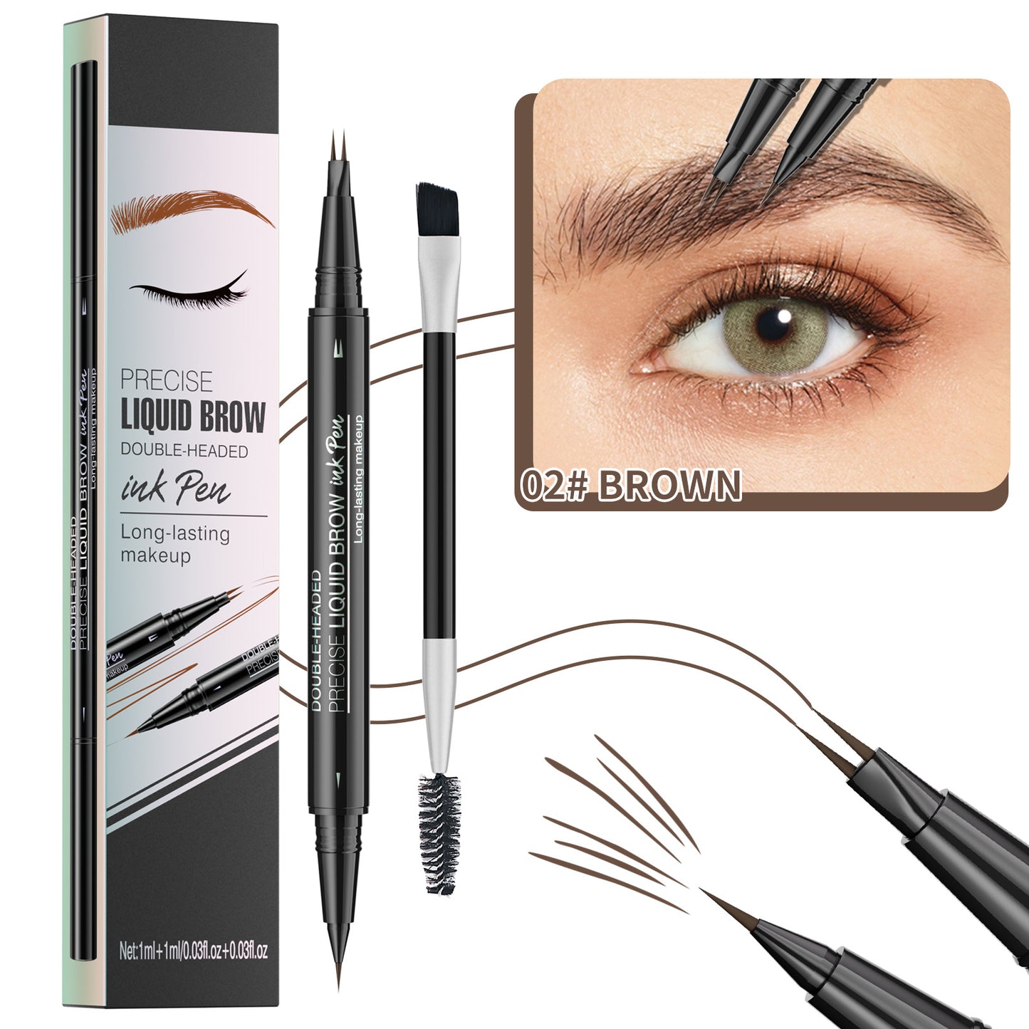 🔥Discount (Today Only)🔥 Achieve Perfect Brows Instantly✨2-in-1 Dual-Ended Eyebrow Pen