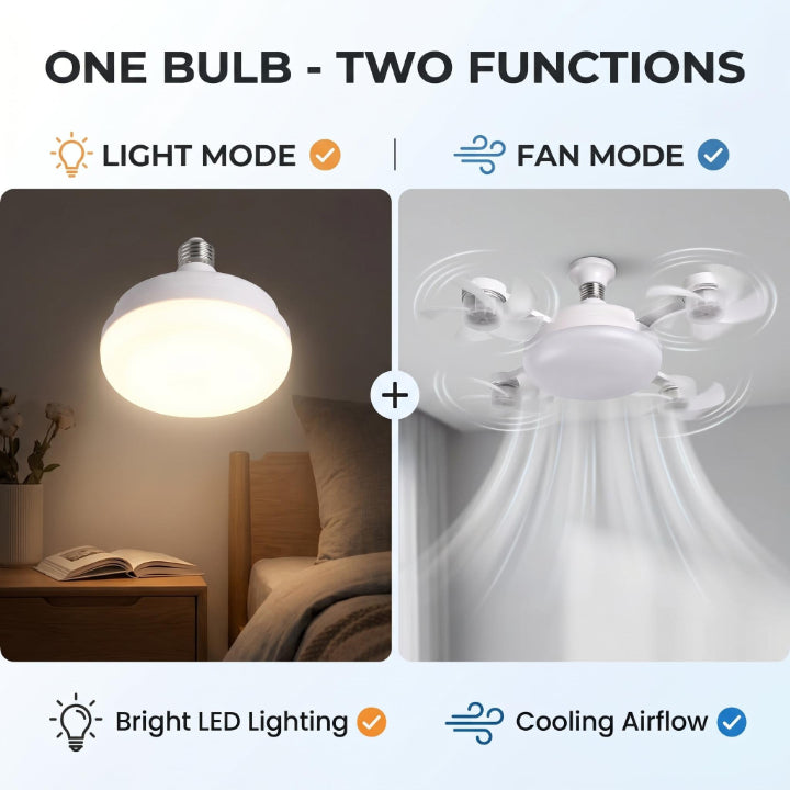 ⏰Limited Time Summer Sale 🔥-2026 Upgraded E27 Screw-In Ceiling Fan with LED Light | No Wiring Required