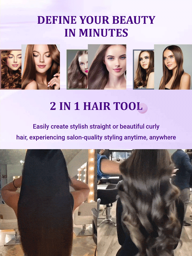 Portable dual-purpose straightening and curling iron, 10-second heating, negative ion conditioning🤩