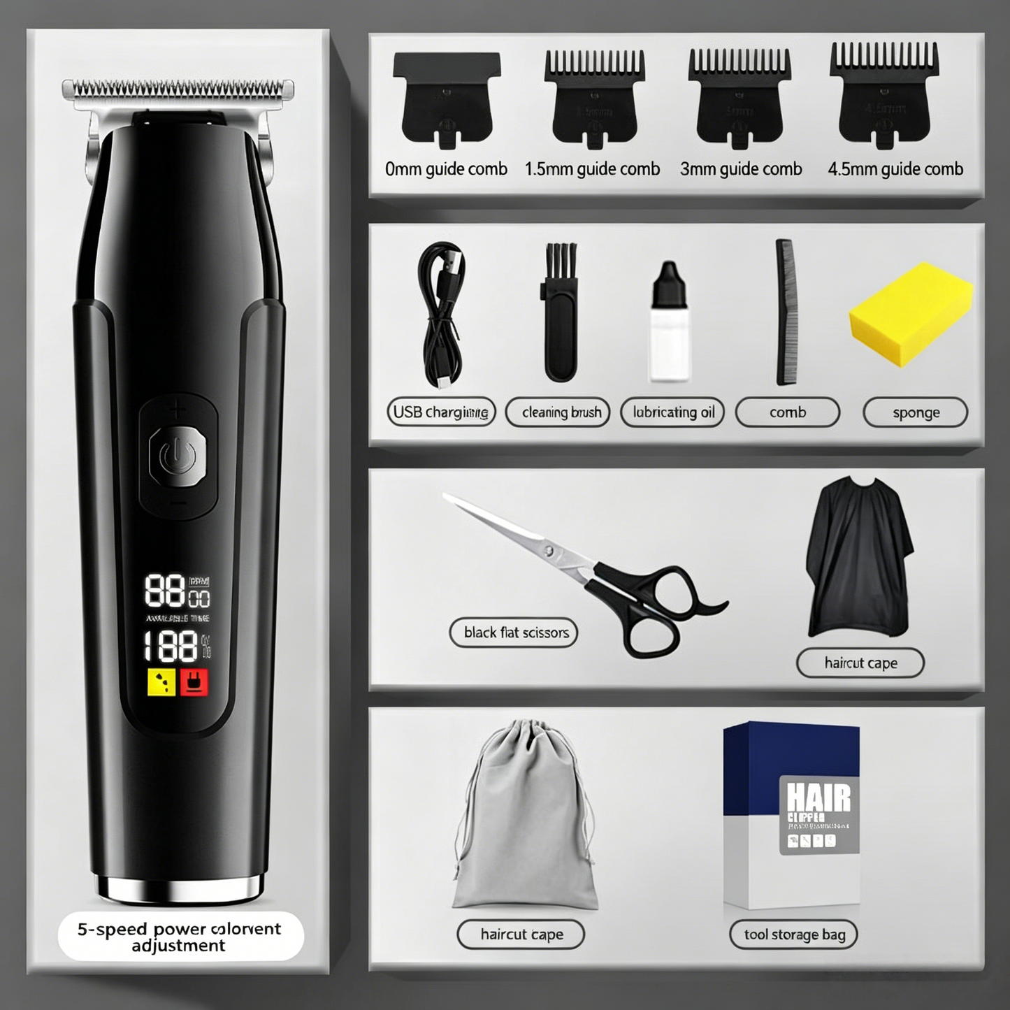🔥Limited-Time Sale-50% OFF | Household Digital Display Professional Electric Hair Clipper Set