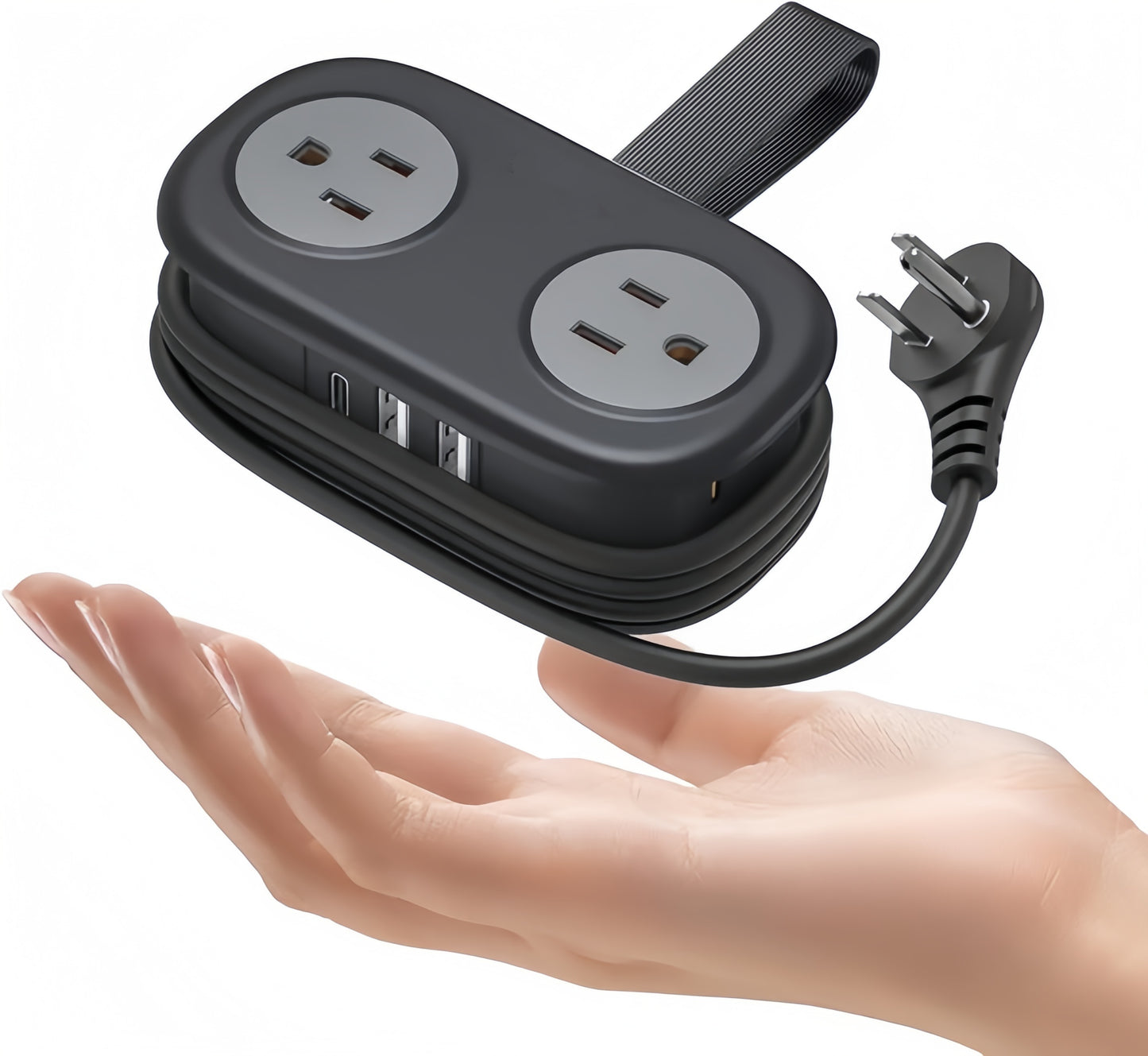 🏆Flash Sale⚡Travel Power Strip, 4 Outlets 3 USB Ports (1 USB C)