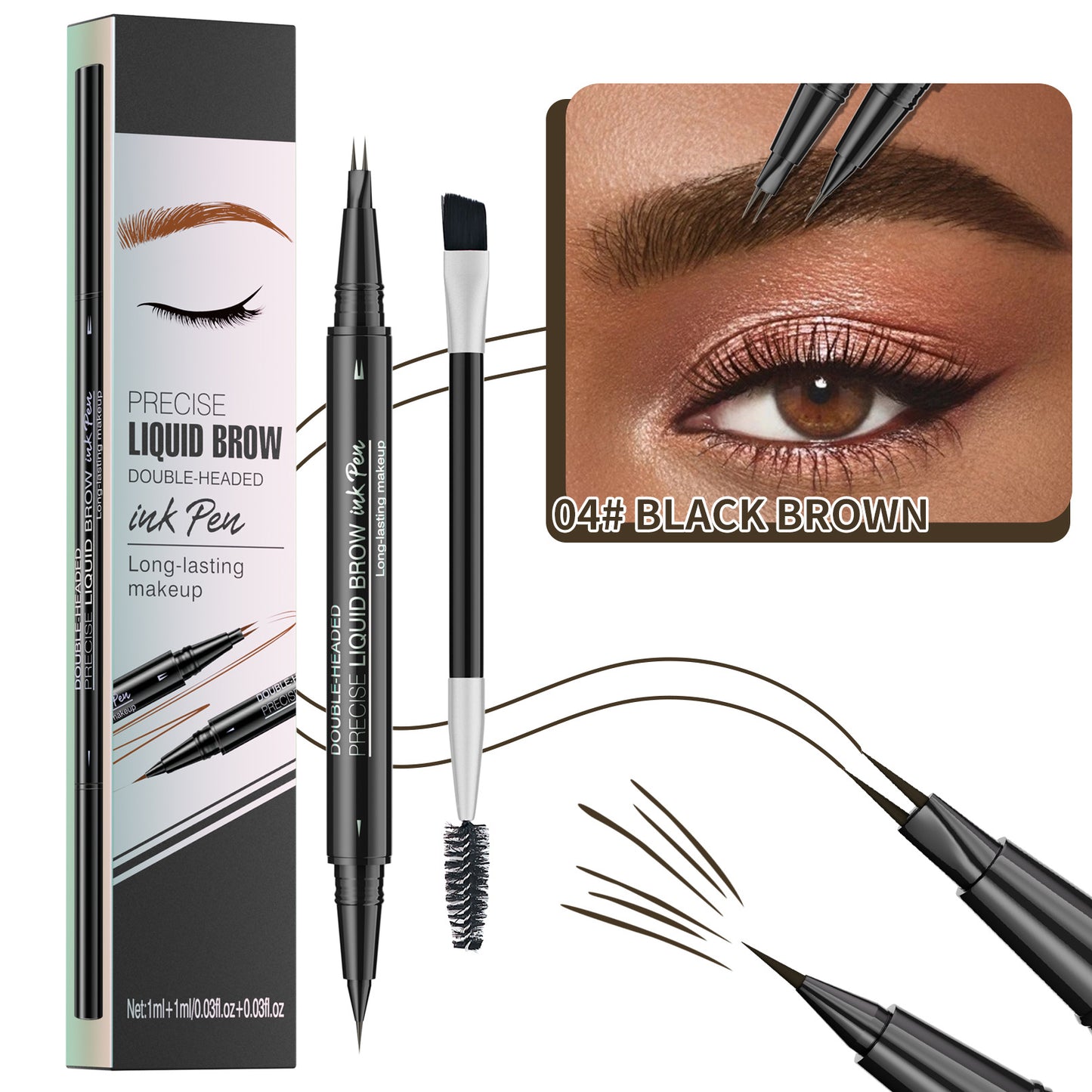 🔥Discount (Today Only)🔥 Achieve Perfect Brows Instantly✨2-in-1 Dual-Ended Eyebrow Pen