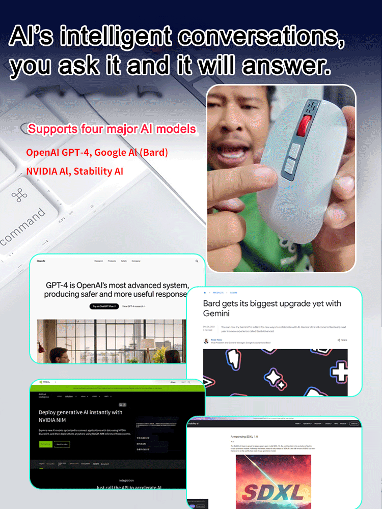🔥AI Voice Mouse🖲️One-click voice input, real-time translation, and smart search with Bluetooth or USB connectivity.