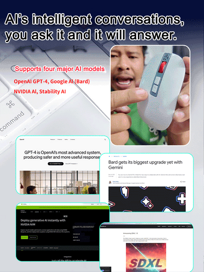 🔥AI Voice Mouse🖲️One-click voice input, real-time translation, and smart search with Bluetooth or USB connectivity.