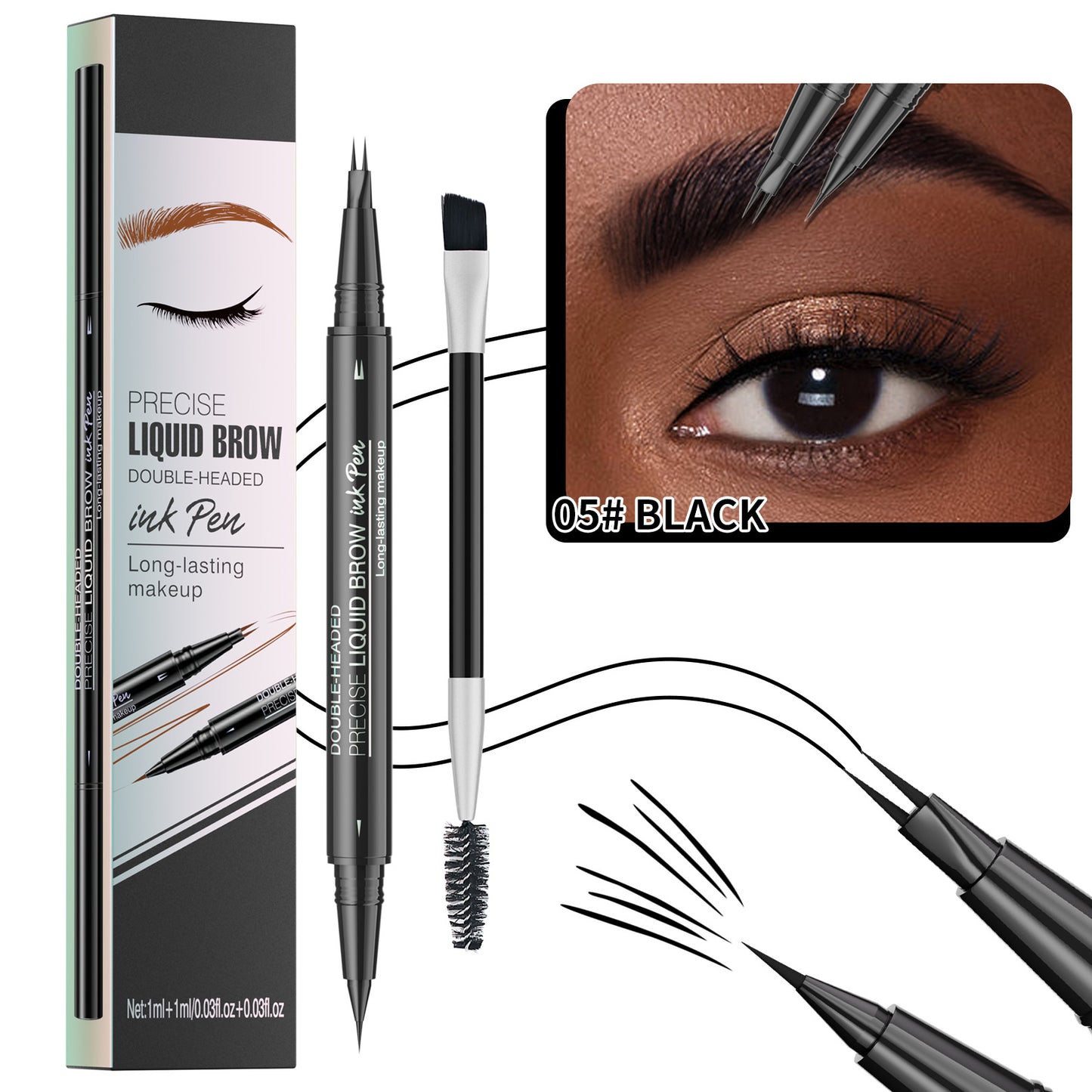 🔥Discount (Today Only)🔥 Achieve Perfect Brows Instantly✨2-in-1 Dual-Ended Eyebrow Pen