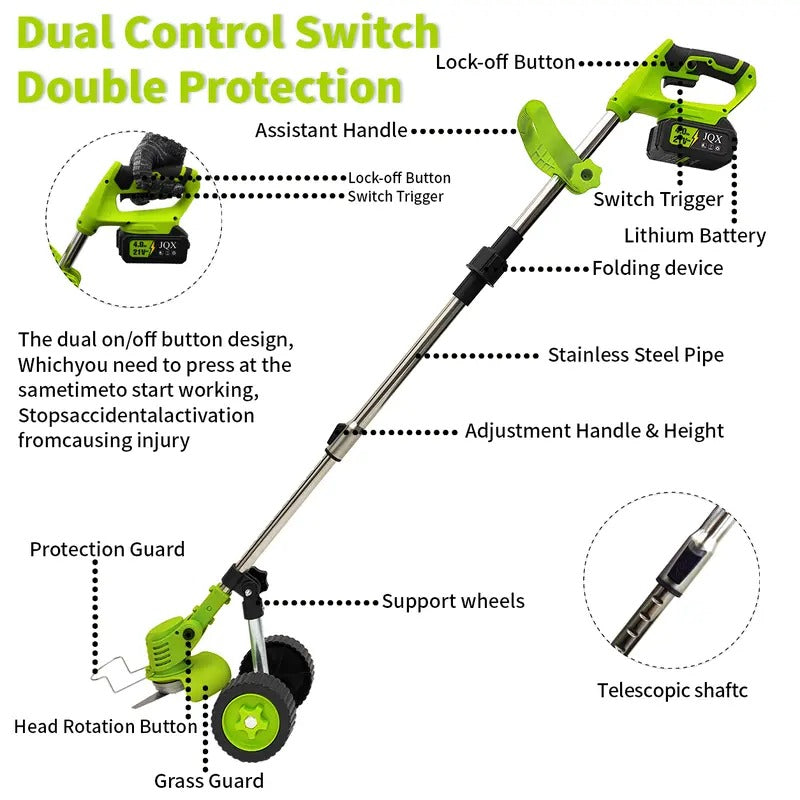 3-in-1 Cordless Weed Whacker with Adjustable Handle
