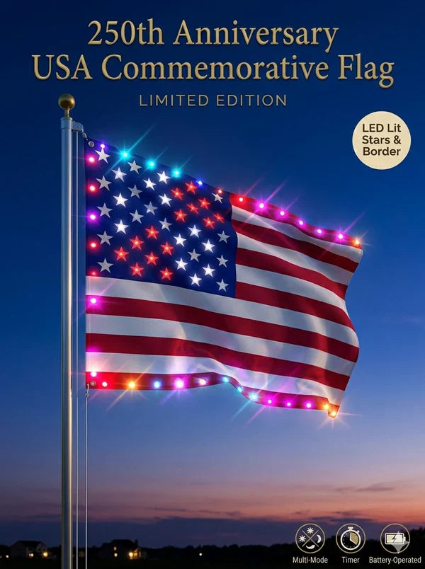 Last Day 49% OFF🔥 🦅 Illuminated 250th Anniversary USA Commemorative Flag  (3x5 Ft) -Bestseller