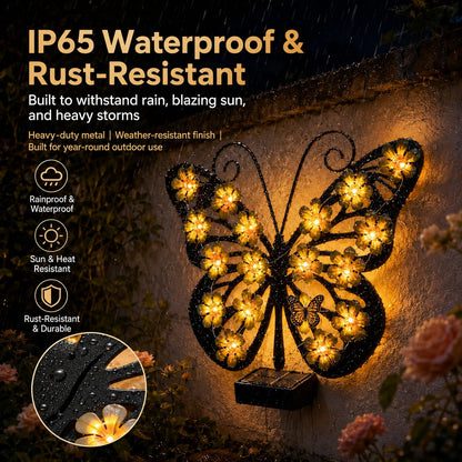 🔥2026 Hot Sales 50% OFF🔥Solar Lights Outdoor Metal Butterfly Wall Decor