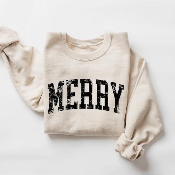 Retro Merry Sweatshirt, Merry Christmas Sweatshirt