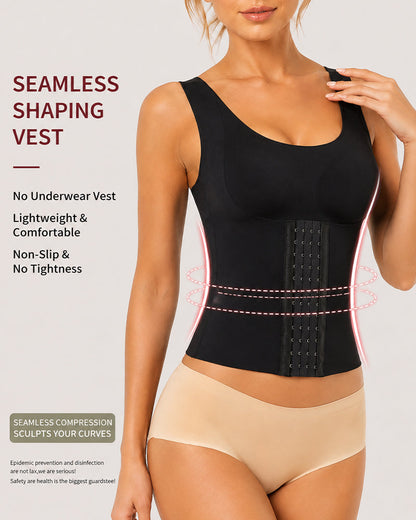 4-in-1 Seamless Front Closure Tummy Control Wire-Free Bra Crossback Shaping Vest