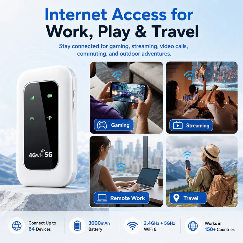 📶 All-Network Pocket WiFi – Ready in Seconds No Setup! No Hassle! Just Connect!🔥[Power on and use, free for life]
