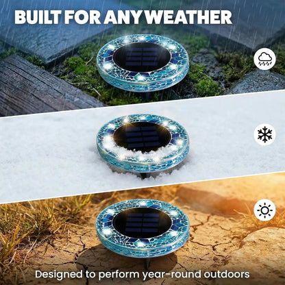 ✨Solar Outdoor Mosaic Disk Lights, Waterproof Decorative Pathway LED Light