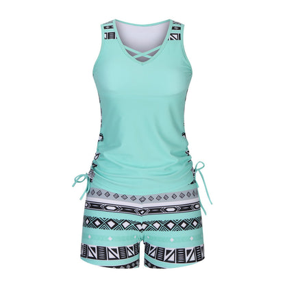 ⏰LAST DAY 60% OFF - Women's Tummy Control Tankini Set with Built-In Bra – Flattering Boho Swimwear with Shorts