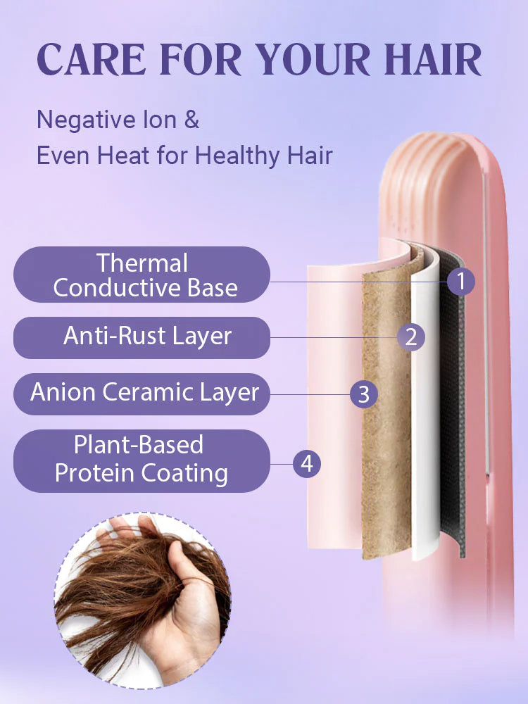 Portable dual-purpose straightening and curling iron, 10-second heating, negative ion conditioning🤩