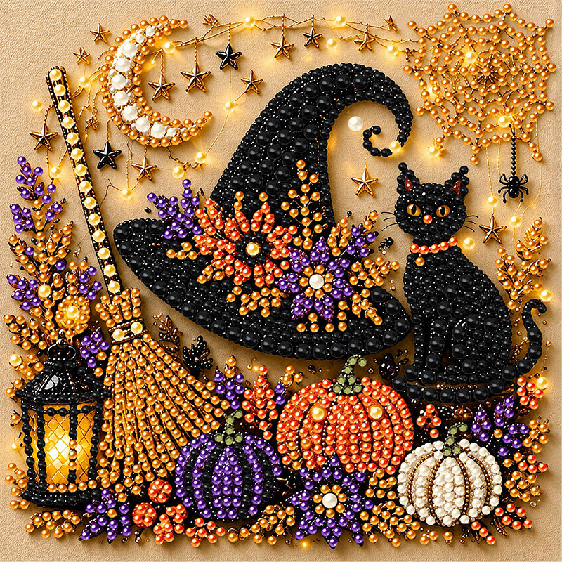Halloween Pearl Art DIY Kit – Turn Tiny Pearls into Spooky-Cute Magic (Size:7.87in*7.87in)